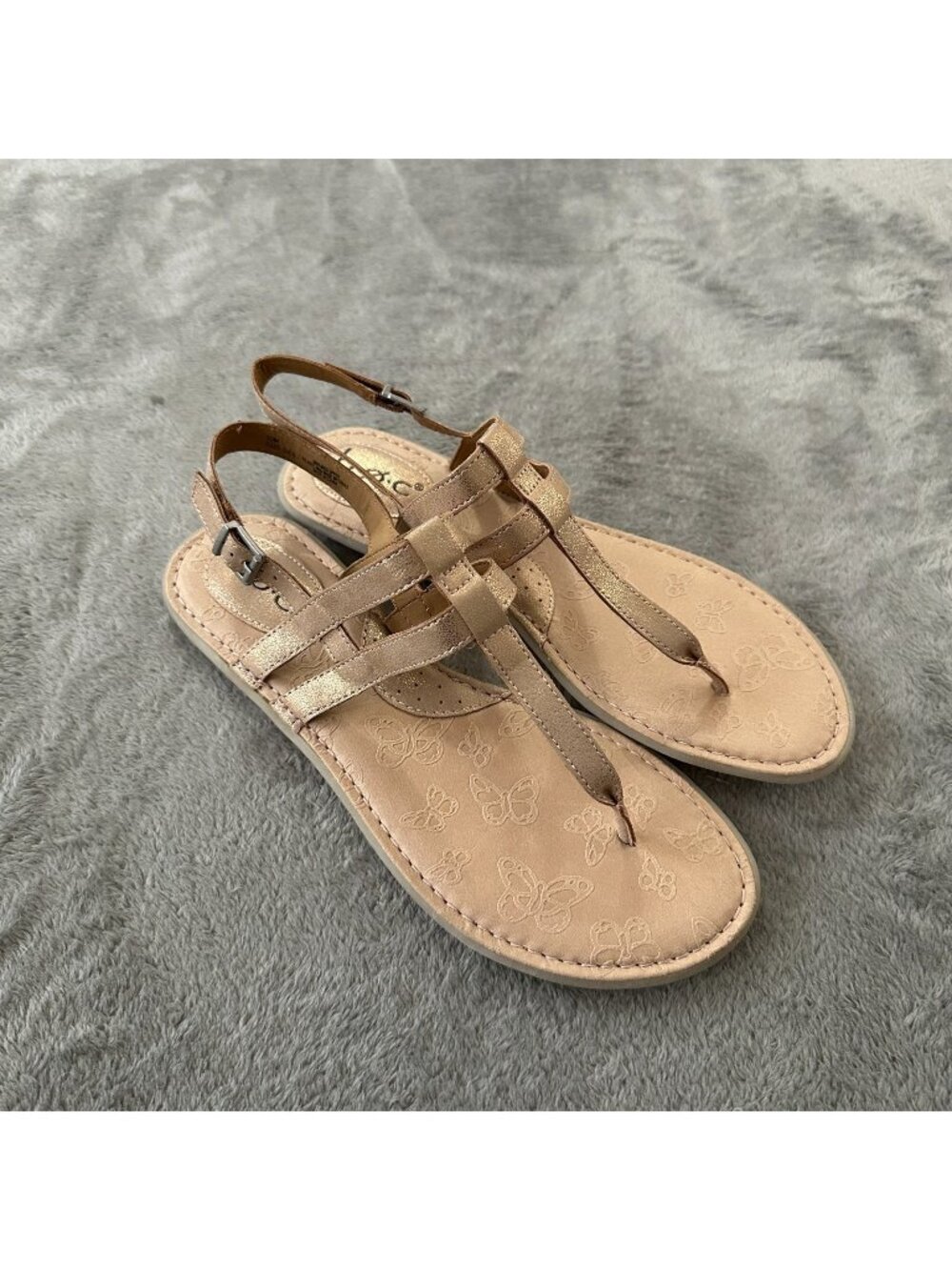 BOC Escapade Flat Thong Sandals Gold Metallic Women's 10 Shoes